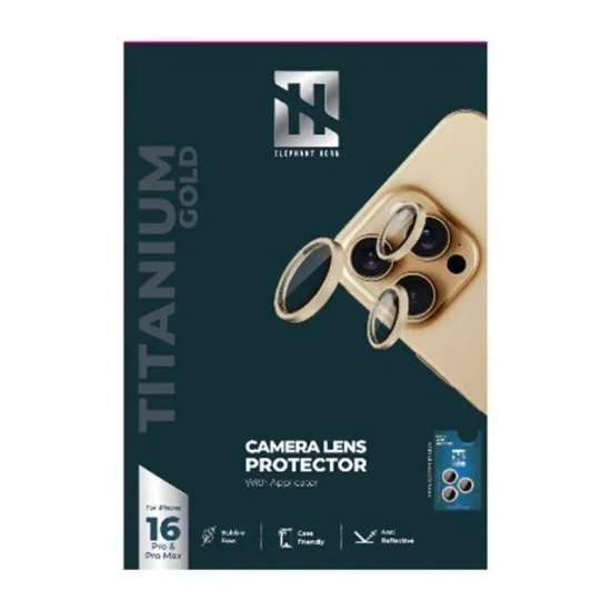 Elephant Horn Camera Lens Protector With Applicator 16Pro/16Promax - Gold Titanium.